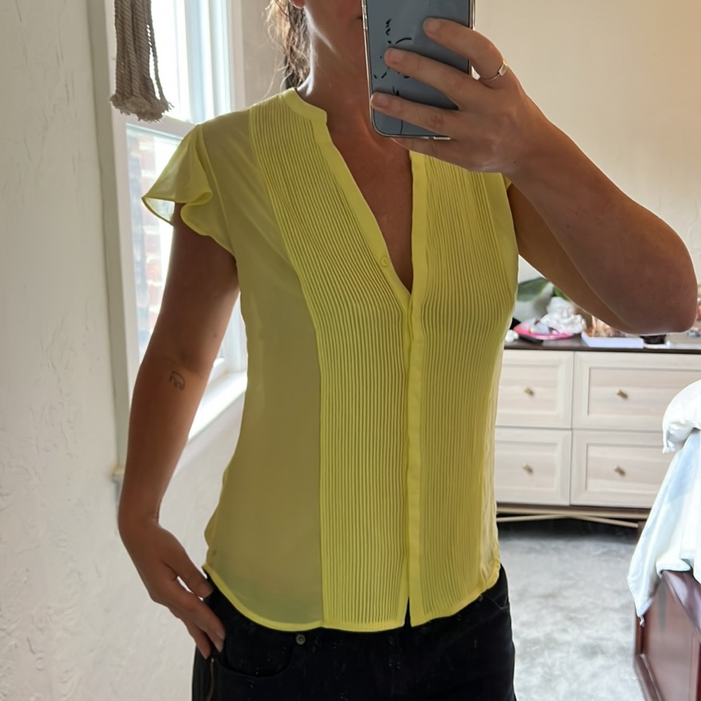 H + M sheer yellow blouse